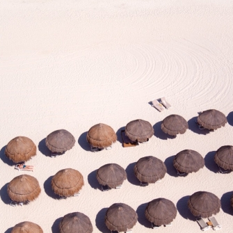 Cancun Tiki Umbrellas, White Sand