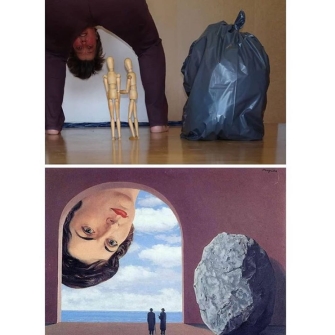 Turning your world upside down ?? #tussenkunstenquarantaine #betweenartandquarantine #artchallenge #usedprops?? #swipeformore @hannekerijks @cobramuseum #magritte